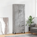 Credenza Grigio Cemento 69,5x34x180 cm in Legno Multistrato