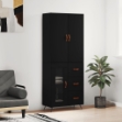 Credenza Nera 69,5x34x180 cm in Legno Multistrato