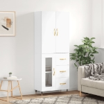 Credenza Bianca 69,5x34x180 cm in Legno Multistrato