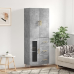 Credenza Grigio Cemento 69,5x34x180 cm in Legno Multistrato