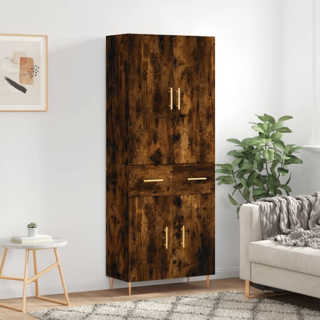 Credenza Rovere Fumo  69,5x34x180 cm in Legno Multistrato