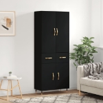 Credenza Nera 69,5x34x180 cm in Legno Multistrato