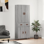 Credenza Grigio Sonoma 69,5x34x180 cm in Legno Multistrato