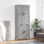 Credenza Grigio Cemento 69,5x34x180 cm in Legno Multistrato