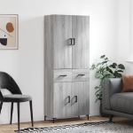 Credenza Grigio Sonoma 69,5x34x180 cm in Legno Multistrato