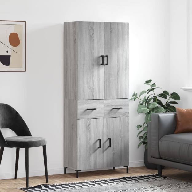 Credenza Grigio Sonoma 69,5x34x180 cm in Legno Multistrato