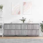 Credenze 3 pz Grigio Sonoma in Legno Multistrato