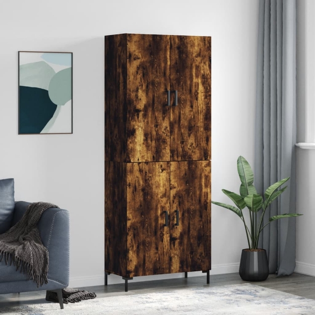 Credenza Rovere Fumo  69,5x34x180 cm in Legno Multistrato