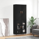 Credenza Nera 69,5x34x180 cm in Legno Multistrato