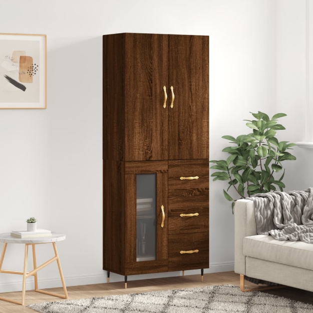 Credenza Rovere Marrone 69,5x34x180 cm in Legno Multistrato