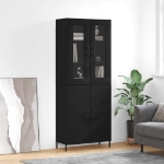 Credenza Nera 69,5x34x180 cm in Legno Multistrato
