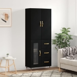 Credenza Nera 69,5x34x180 cm in Legno Multistrato