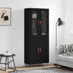 Credenza Nera 69,5x34x180 cm in Legno Multistrato