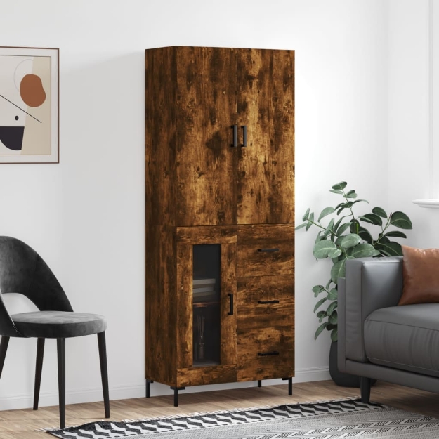 Credenza Rovere Fumo  69,5x34x180 cm in Legno Multistrato