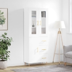 Credenza Bianca 69,5x34x180 cm in Legno Multistrato