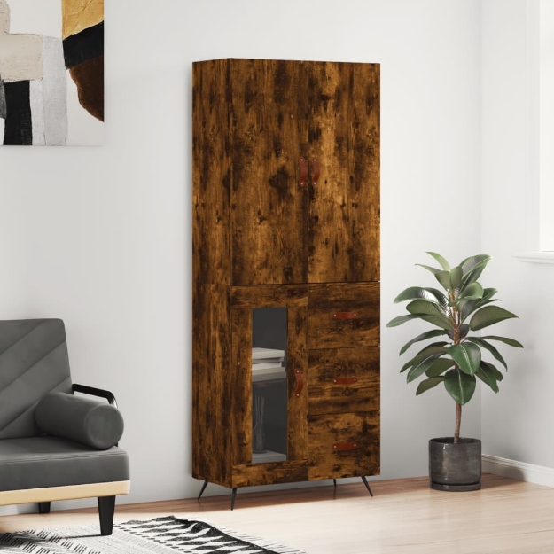 Credenza Rovere Fumo  69,5x34x180 cm in Legno Multistrato