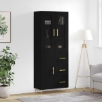 Credenza Nera 69,5x34x180 cm in Legno Multistrato
