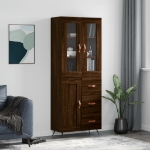 Credenza Rovere Marrone 69,5x34x180 cm in Legno Multistrato