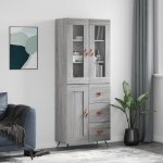 Credenza Grigio Sonoma 69,5x34x180 cm in Legno Multistrato