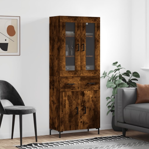 Credenza Rovere Fumo  69,5x34x180 cm in Legno Multistrato