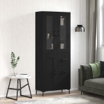 Credenza Nera 69,5x34x180 cm in Legno Multistrato
