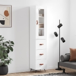 Credenza 34,5x34x180 cm in Legno Multistrato Bianco Lucido