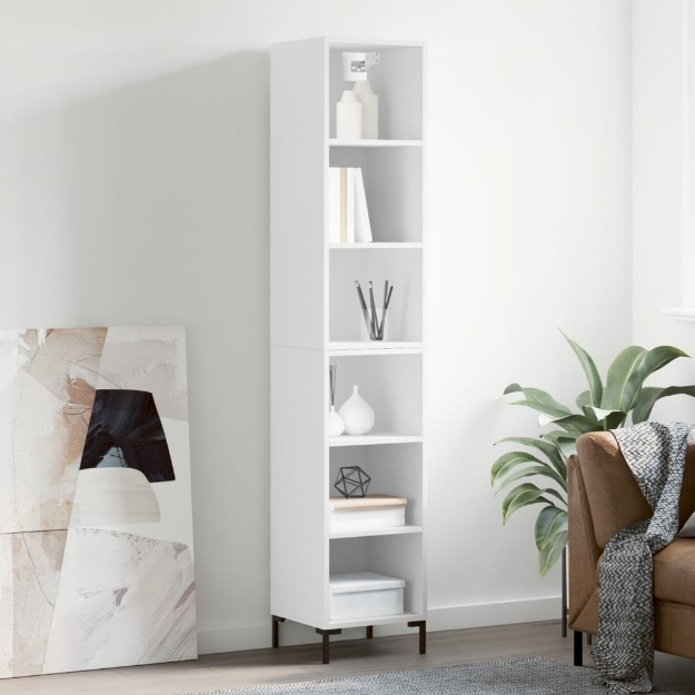 Credenza 34,5x32,5x180 cm in Legno Multistrato Bianco Lucido