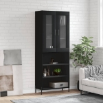 Credenza Nera 69,5x34x180 cm in Legno Multistrato