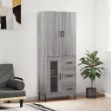 Credenza Grigio Sonoma 69,5x34x180 cm in Legno Multistrato