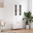 Credenza Bianco Lucido 69,5x34x180 cm in Legno Multistrato