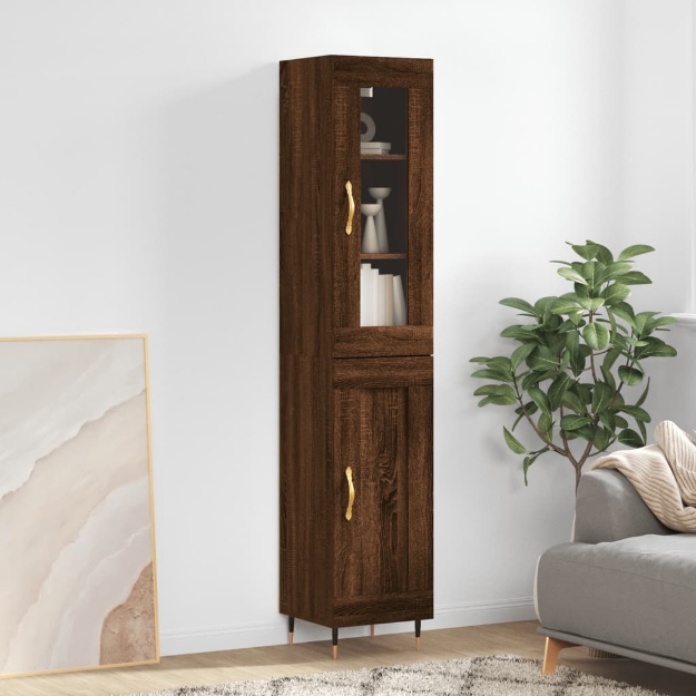 Credenza Rovere Marrone 34,5x34x180 cm in Legno Multistrato
