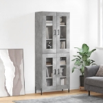 Credenza Grigio Cemento 69,5x34x180 cm in Legno Multistrato