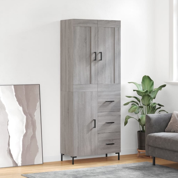 Credenza Grigio Sonoma 69,5x34x180 cm in Legno Multistrato