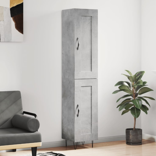 Credenza Grigio Cemento 34,5x34x180 cm in Legno Multistrato