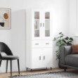 Credenza Bianco Lucido 69,5x34x180 cm in Legno Multistrato