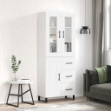 Credenza Bianco Lucido 69,5x34x180 cm in Legno Multistrato