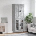 Credenza Grigio Cemento 69,5x34x180 cm in Legno Multistrato