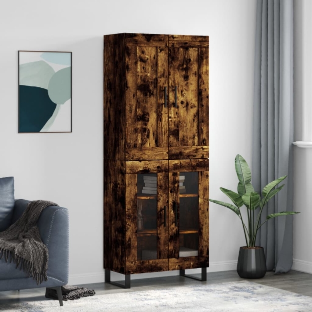 Credenza Rovere Fumo  69,5x34x180 cm in Legno Multistrato