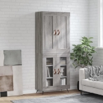 Credenza Grigio Sonoma 69,5x34x180 cm in Legno Multistrato