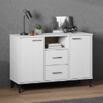 Credenza Gambe Metallo Bianco 113x40x77 cm Legno Massello OSLO