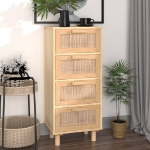 Credenza Marrone 40x30x90cm Legno Massello Pino Rattan Naturale