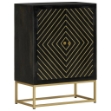 Credenza con 2 Ante Nero e Oro 55x30x75 cm Legno Massello Mango