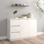 Credenza Bianca 111x34x75 cm in Legno Massello di Pino