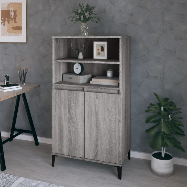 Credenza Grigio Sonoma 60x36x110 cm in Legno Multistrato