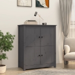 Credenza Grigia 83x41,5x100 cm in Legno Massello di Pino