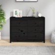 Armadietto Miele Nero 100x40x72 cm in Legno Massello di Pino
