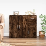 Credenza Rovere Fumo 91x29,5x75 cm in Legno Multistrato