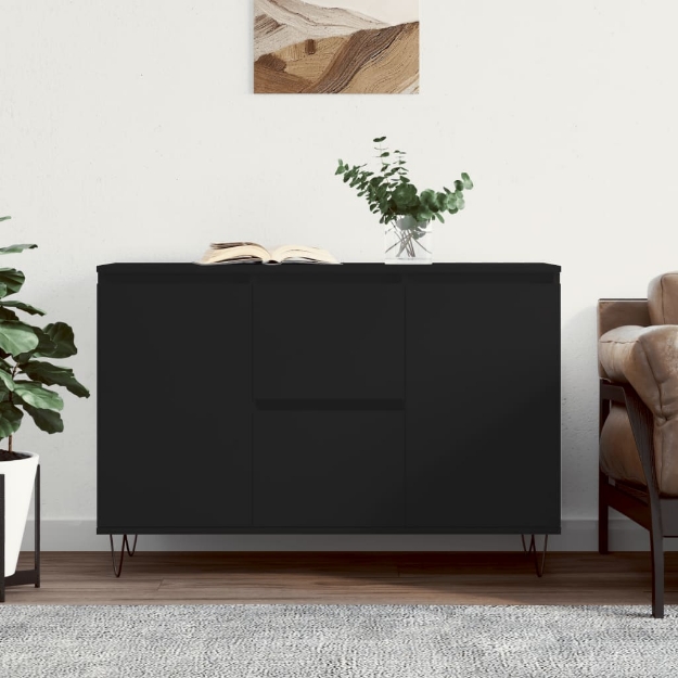 Credenza Nera 104x35x70 cm in Legno Multistrato