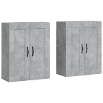 Armadietti a Parete 2 pz Grigio Cemento in Legno Multistrato
