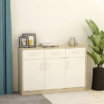 Credenza Bianco e Rovere Sonoma 110x30x75 cm in Truciolato